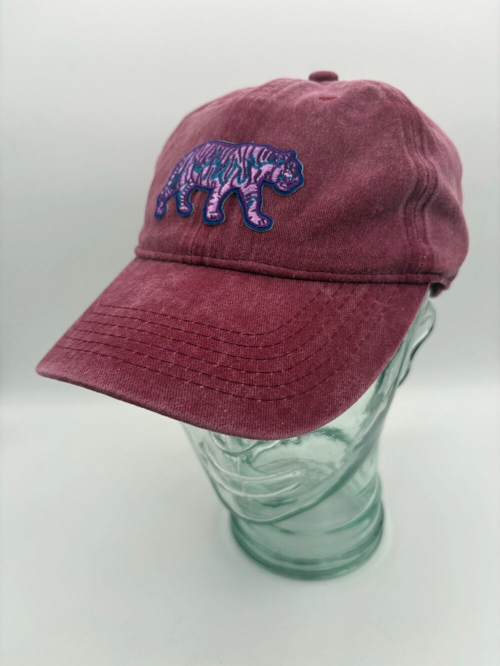 Burgundy Tiger Baseball Cap Hat OS